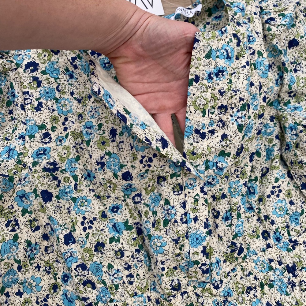 Zara Floral Mini Dress in Blue and Green - Picture 2 of 3